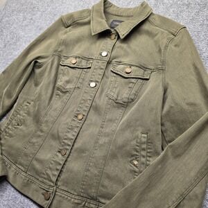 Liverpool Los Angeles Olive Moto Jacket Women's Large Zip Pockets Military Biker